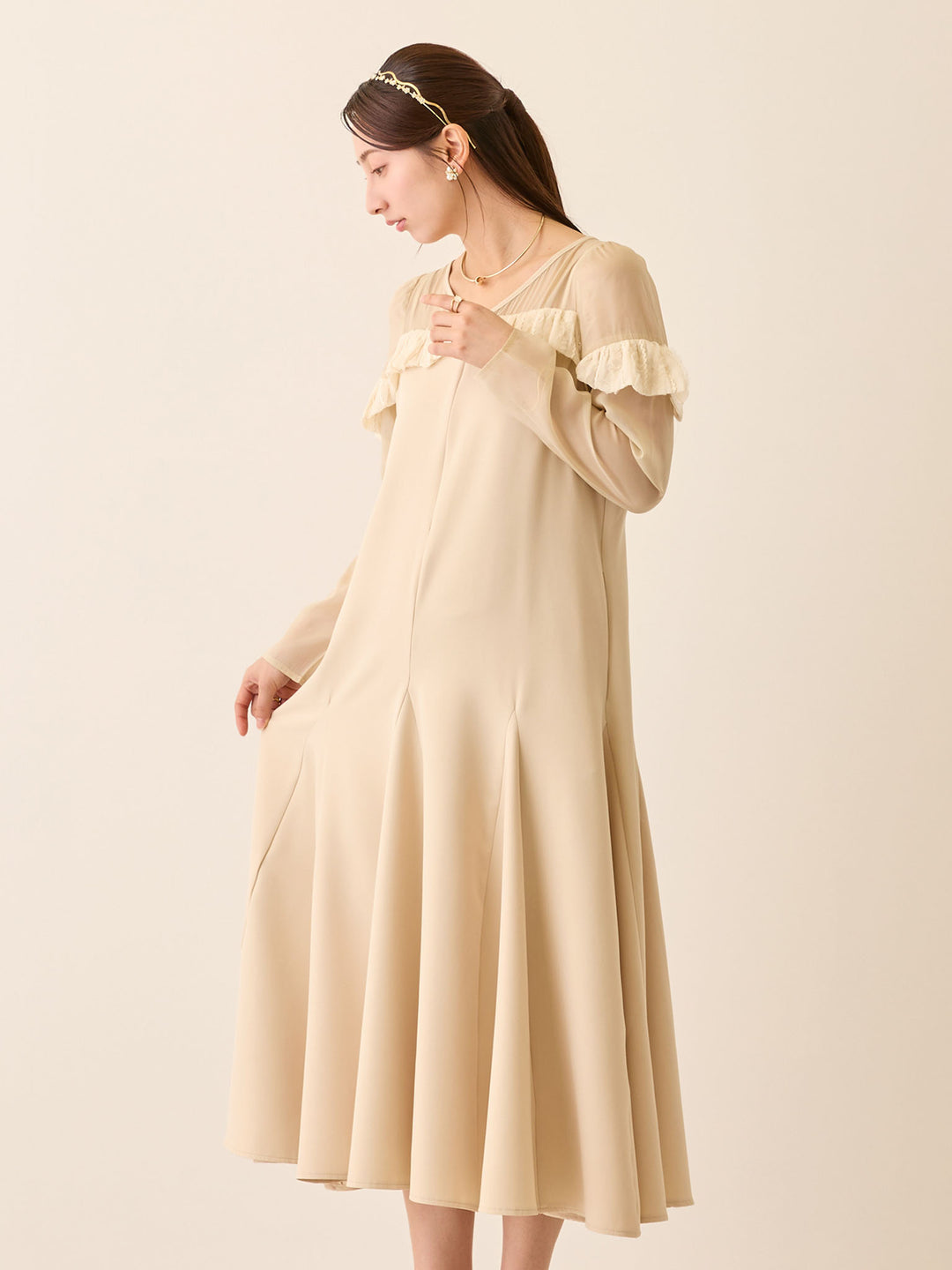 パフチュールドレス Beige