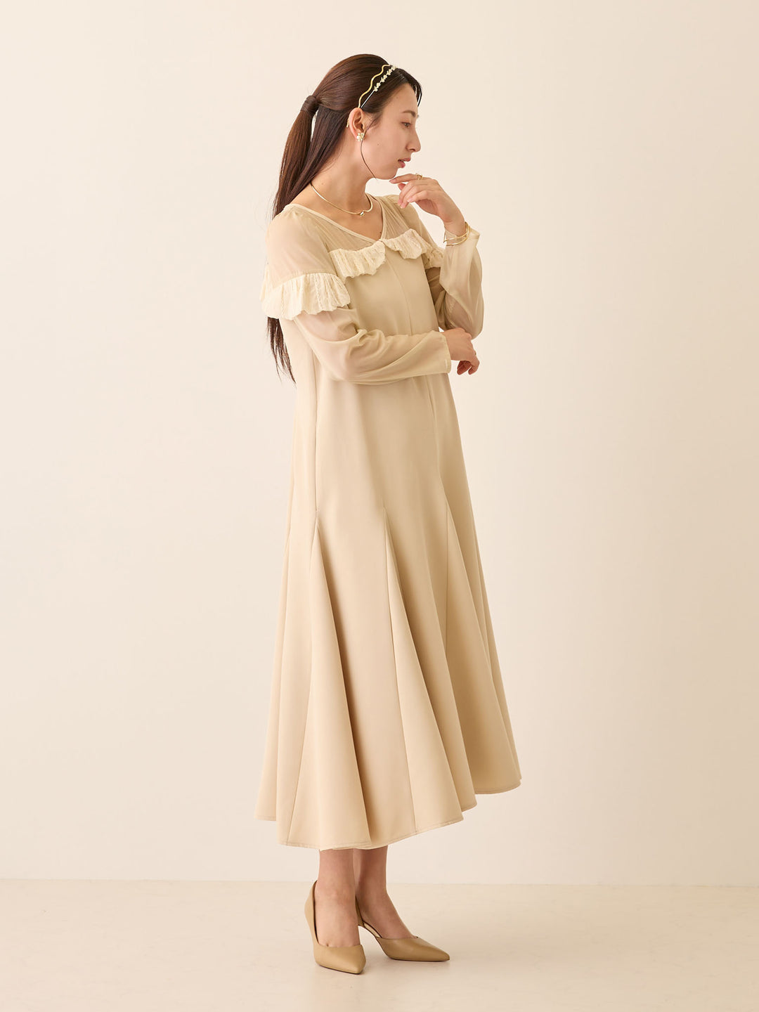 パフチュールドレス Beige