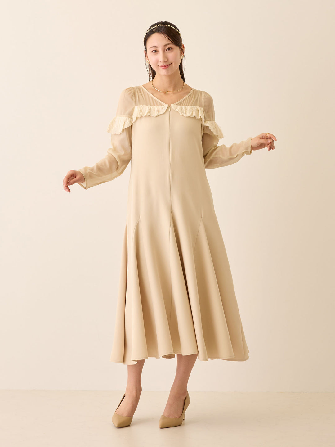 パフチュールドレス Beige