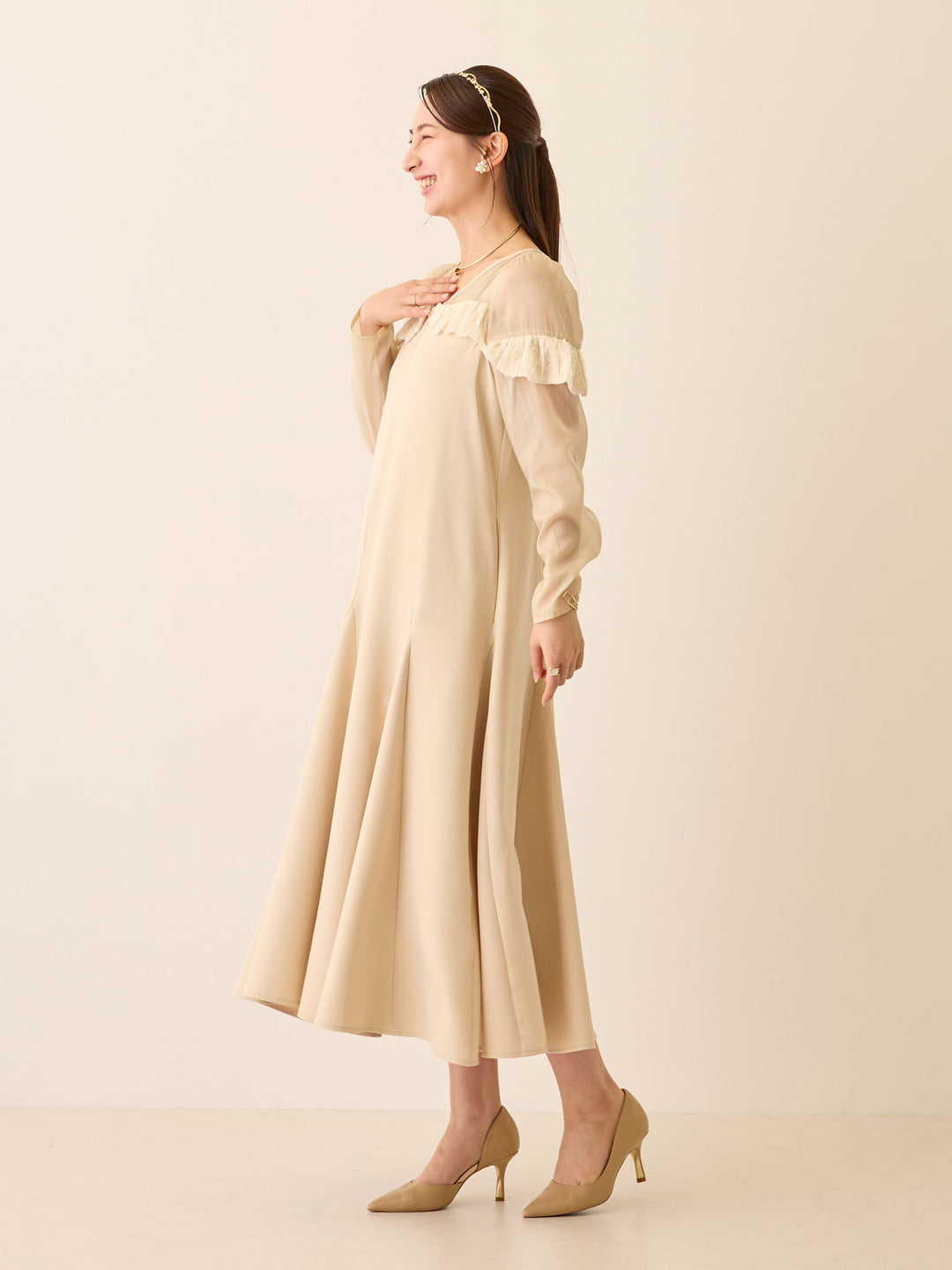 パフチュールドレス Beige