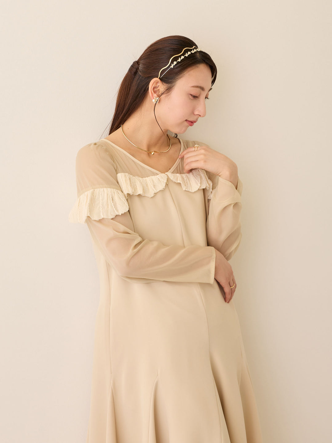 パフチュールドレス Beige