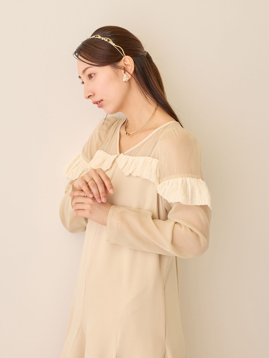 パフチュールドレス Beige