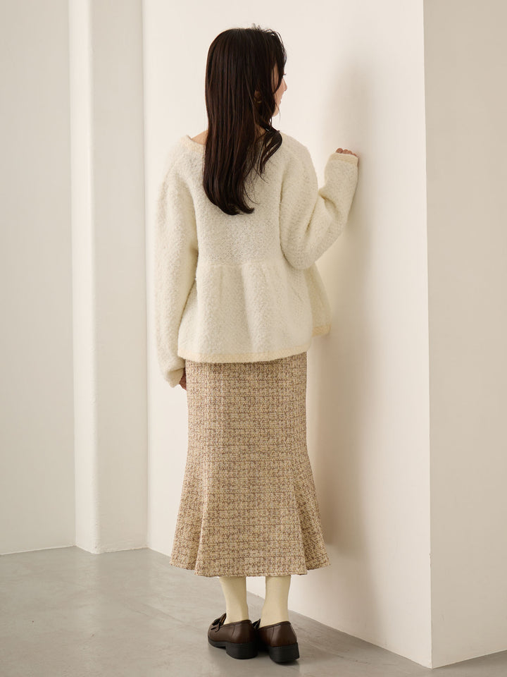 粗花呢吊带连衣裙，米色