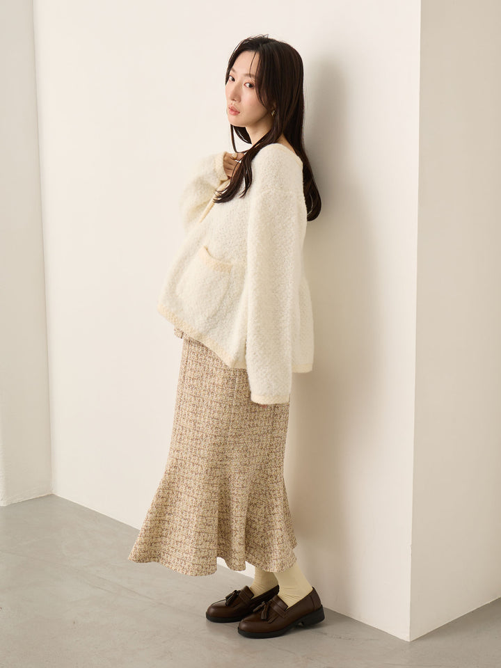 粗花呢吊带连衣裙，米色