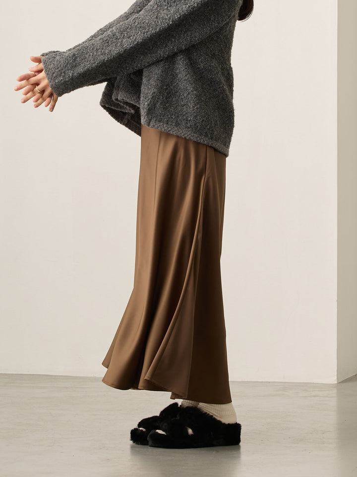 略带人鱼纹缎面裙 棕色