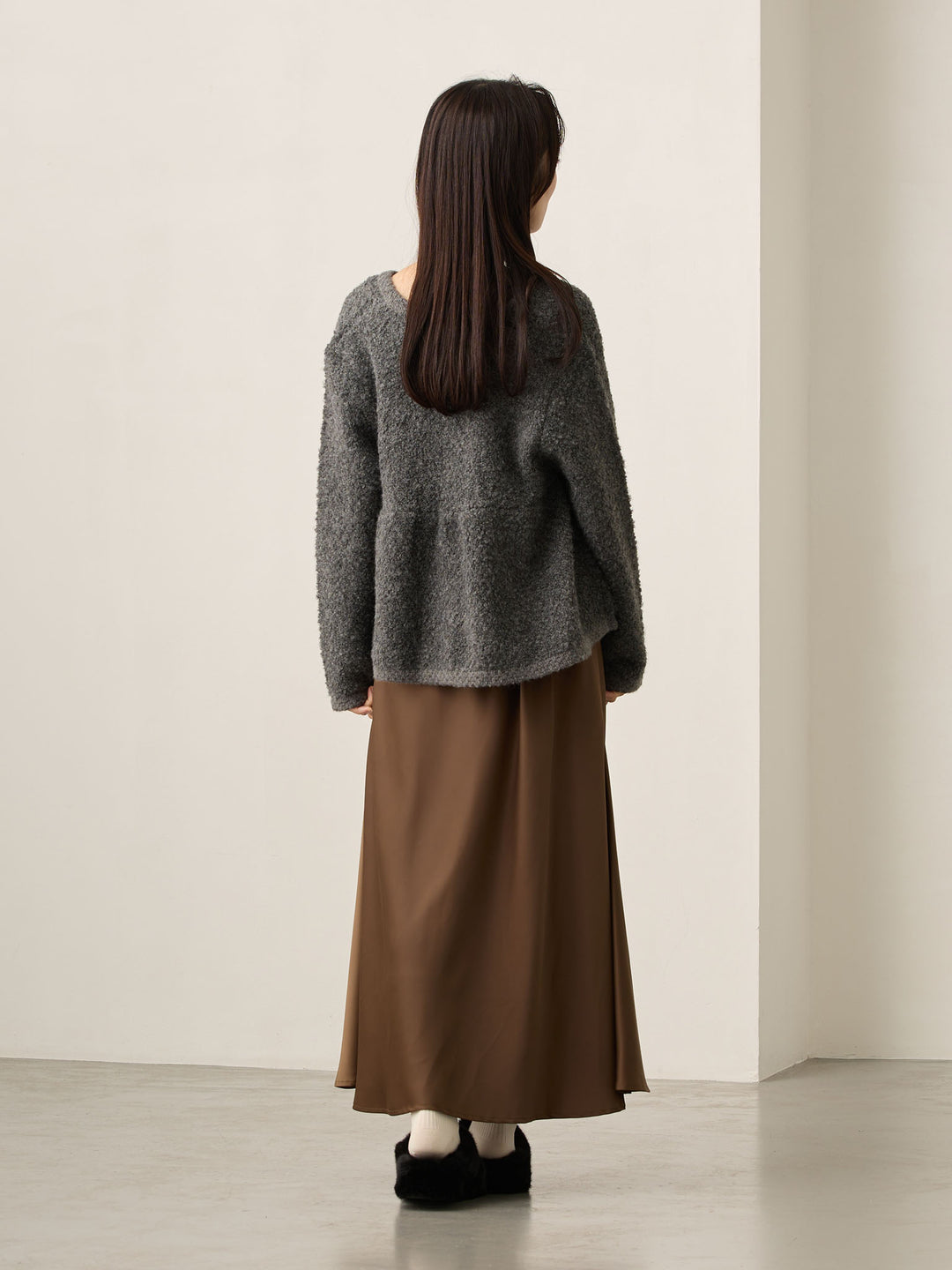 略带人鱼纹缎面裙 棕色