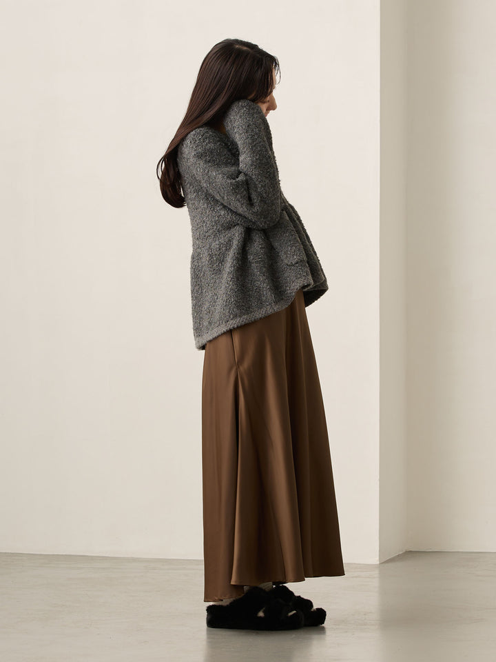 略带人鱼纹缎面裙 棕色