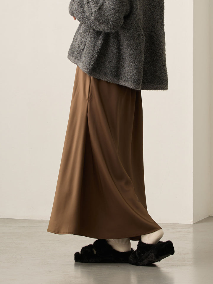 略带人鱼纹缎面裙 棕色