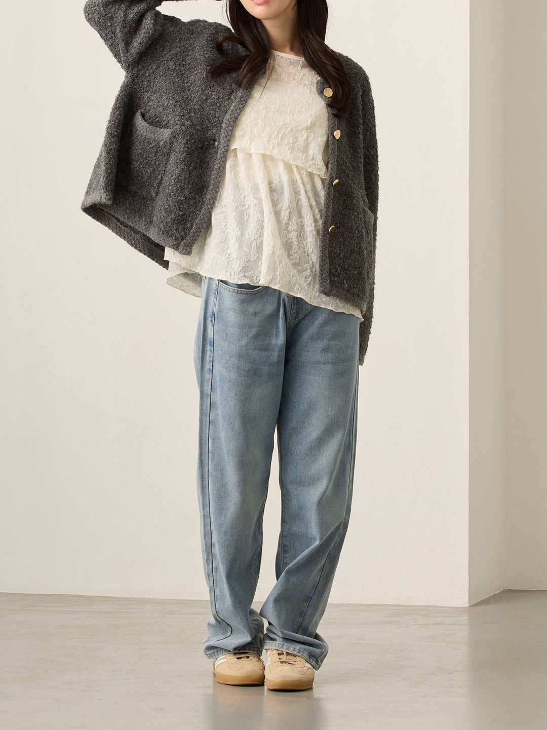 マタニティロングデニム Light blue