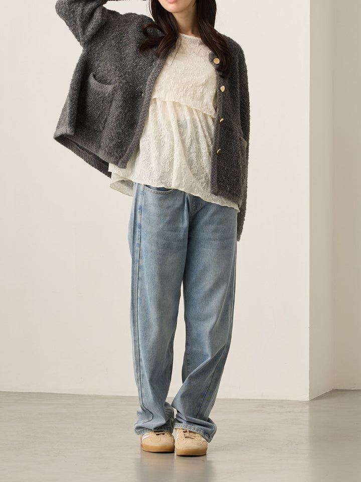 マタニティロングデニム Light blue