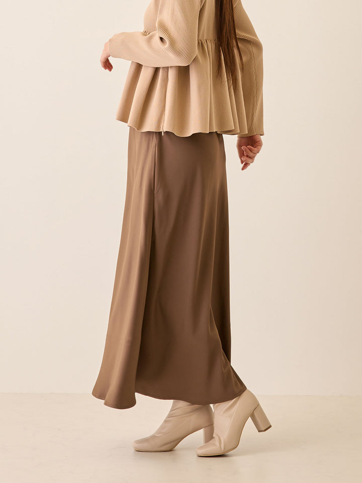 ほんのりマーメイドサテンスカート Brown