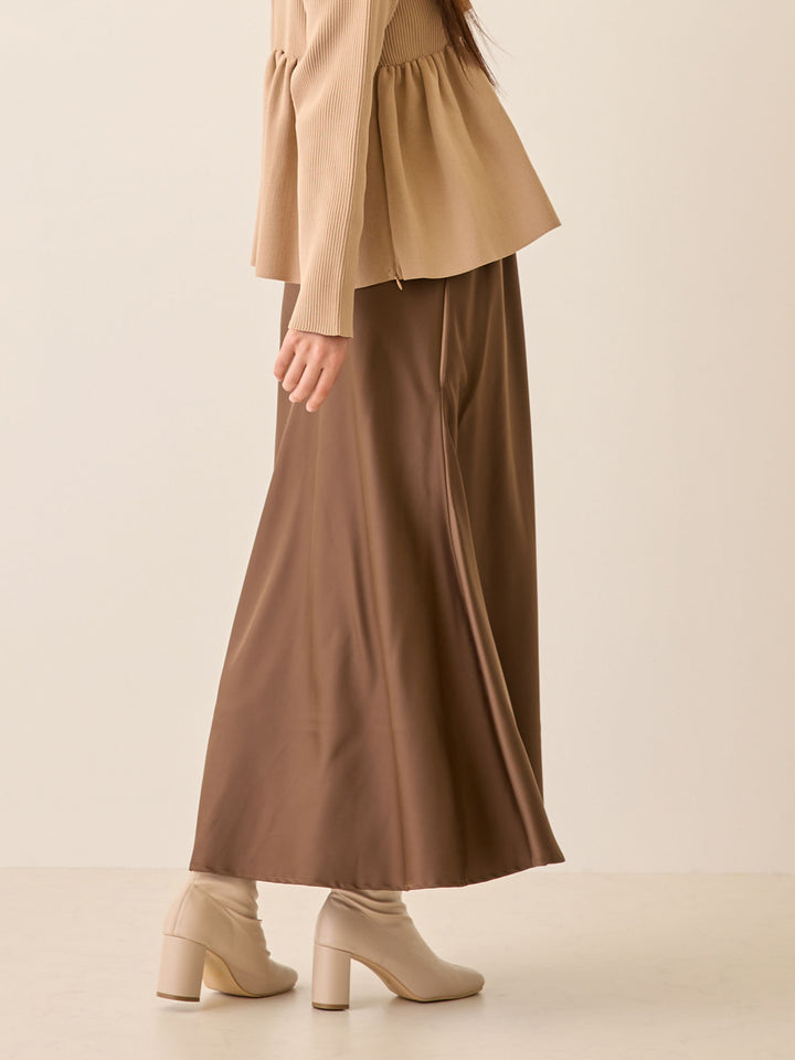 ほんのりマーメイドサテンスカート Brown