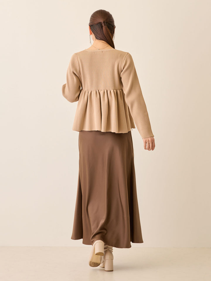 ほんのりマーメイドサテンスカート Brown