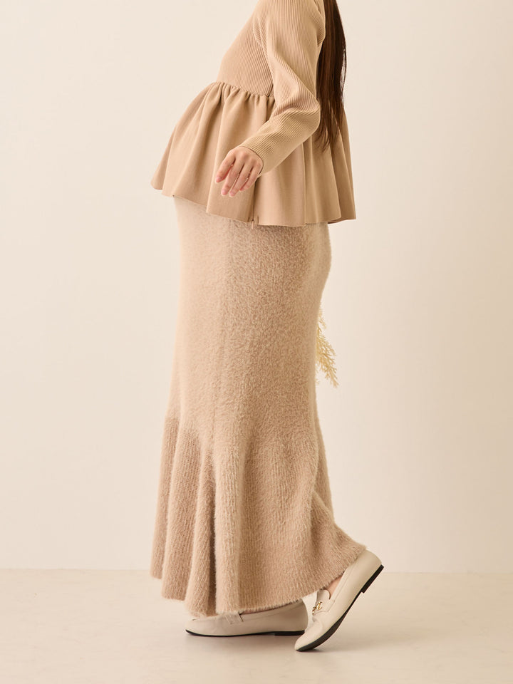 シャギーニットマーメイドスカート Beige