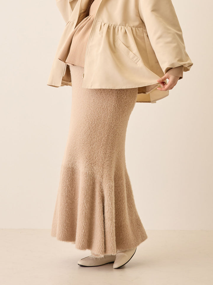 シャギーニットマーメイドスカート Beige
