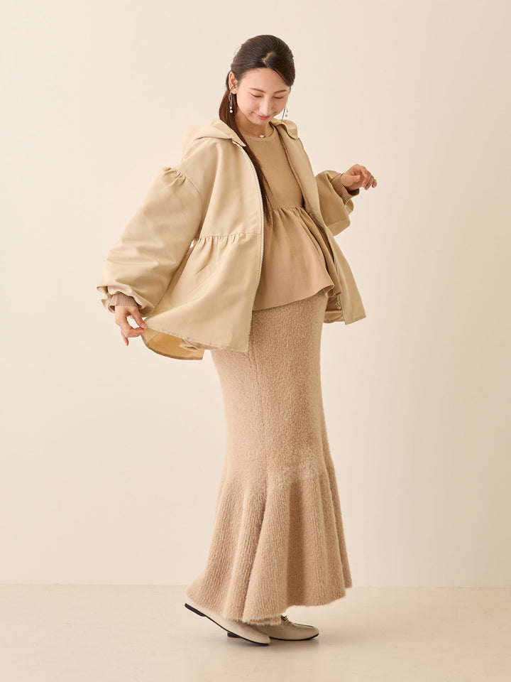 シャギーニットマーメイドスカート Beige