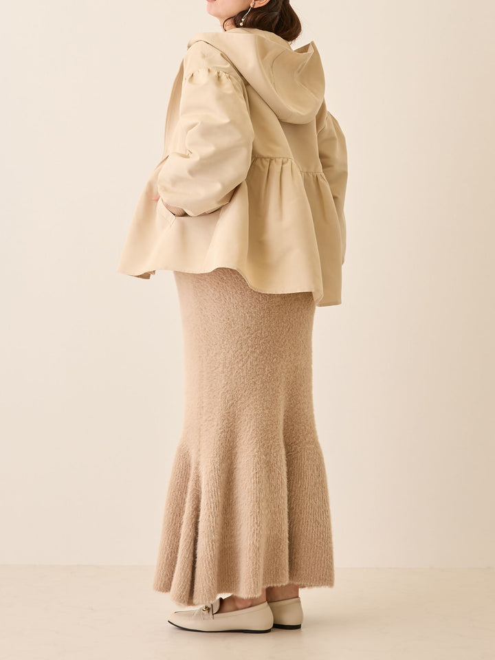 フード付きペプラムライトアウター Beige