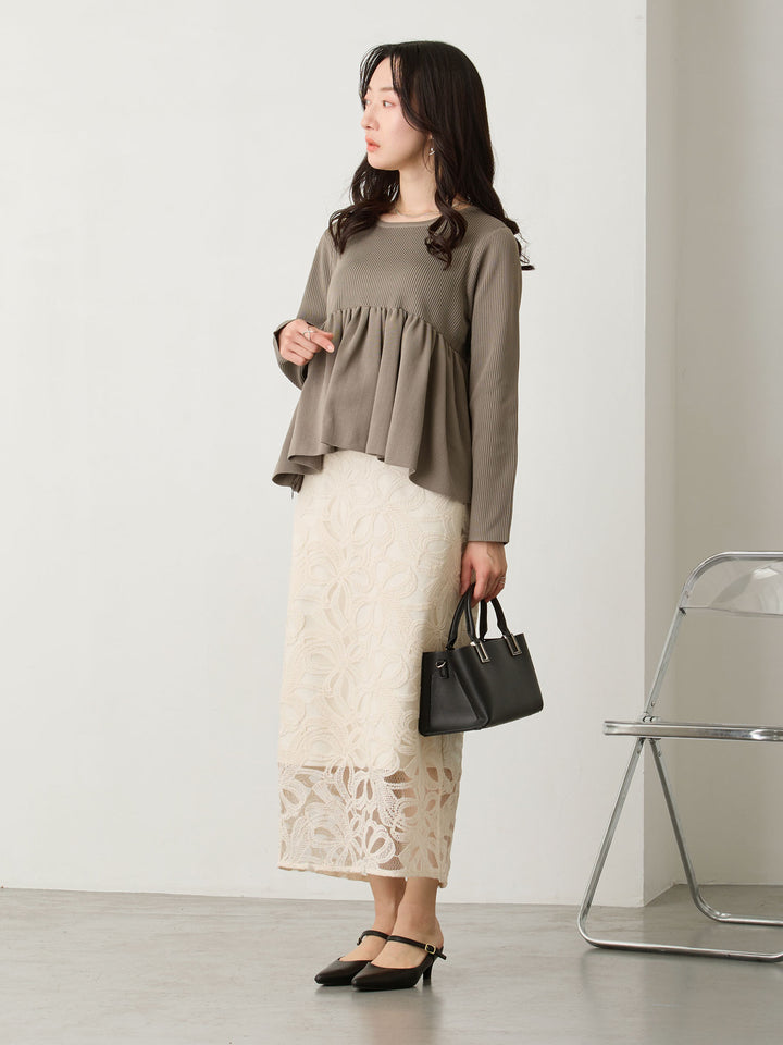 ペプラムニットトップス Gray