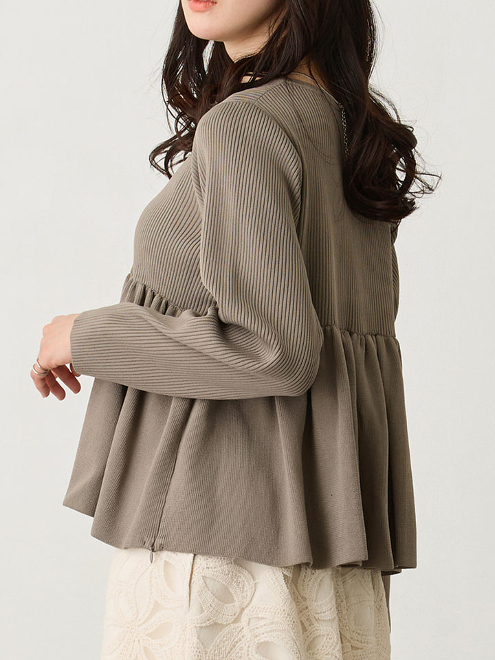 ペプラムニットトップス Gray