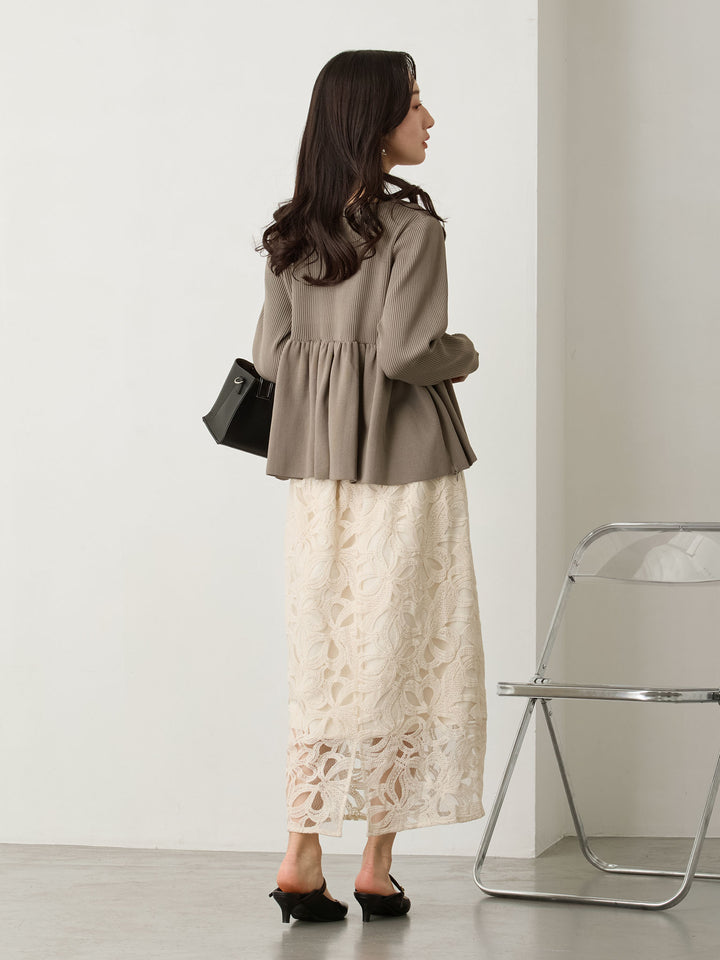 ペプラムニットトップス Gray