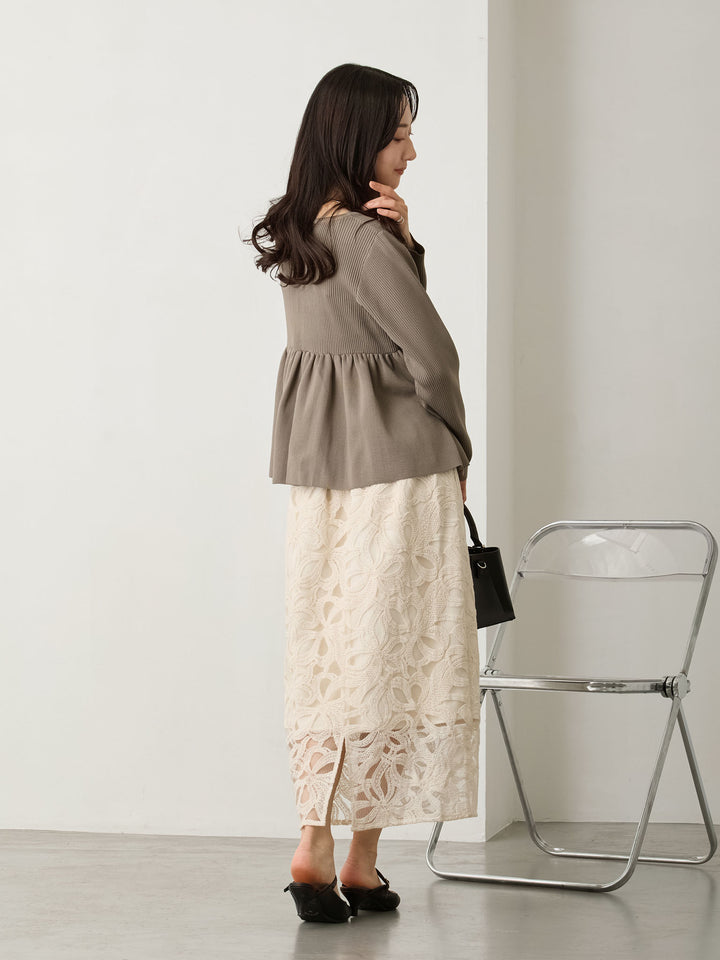 ペプラムニットトップス Gray