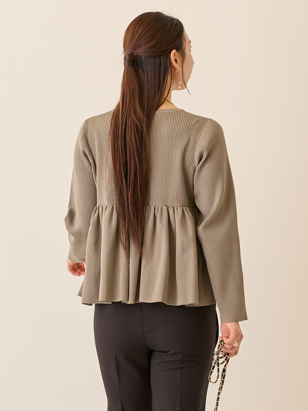 ペプラムニットトップス Gray