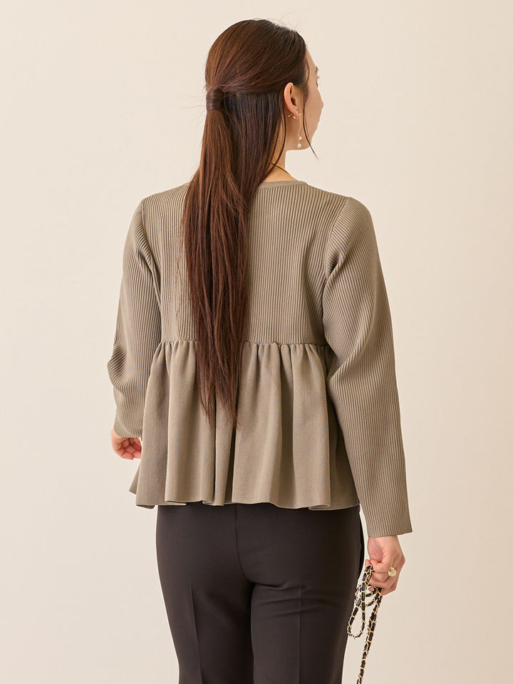 ペプラムニットトップス Gray