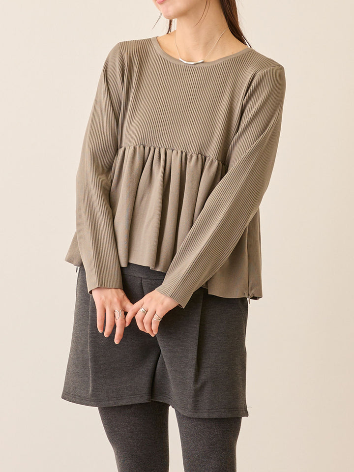 ペプラムニットトップス Gray