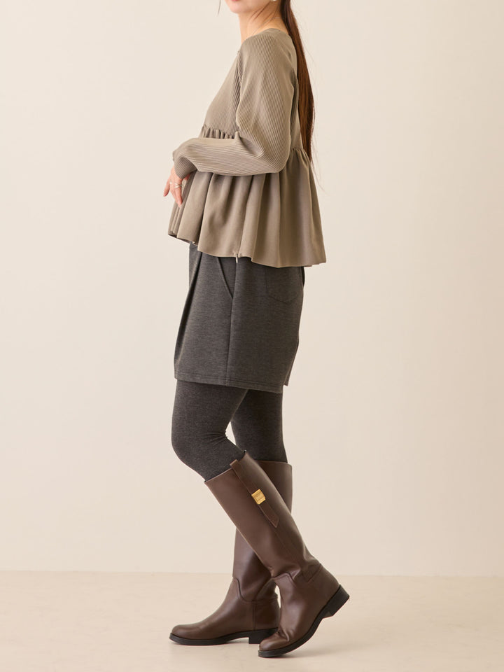 ペプラムニットトップス Gray