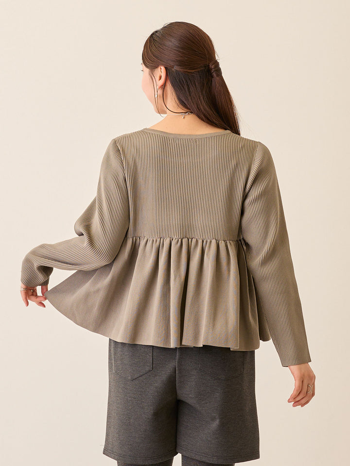 ペプラムニットトップス Gray