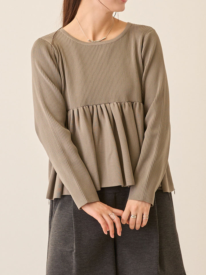 ペプラムニットトップス Gray