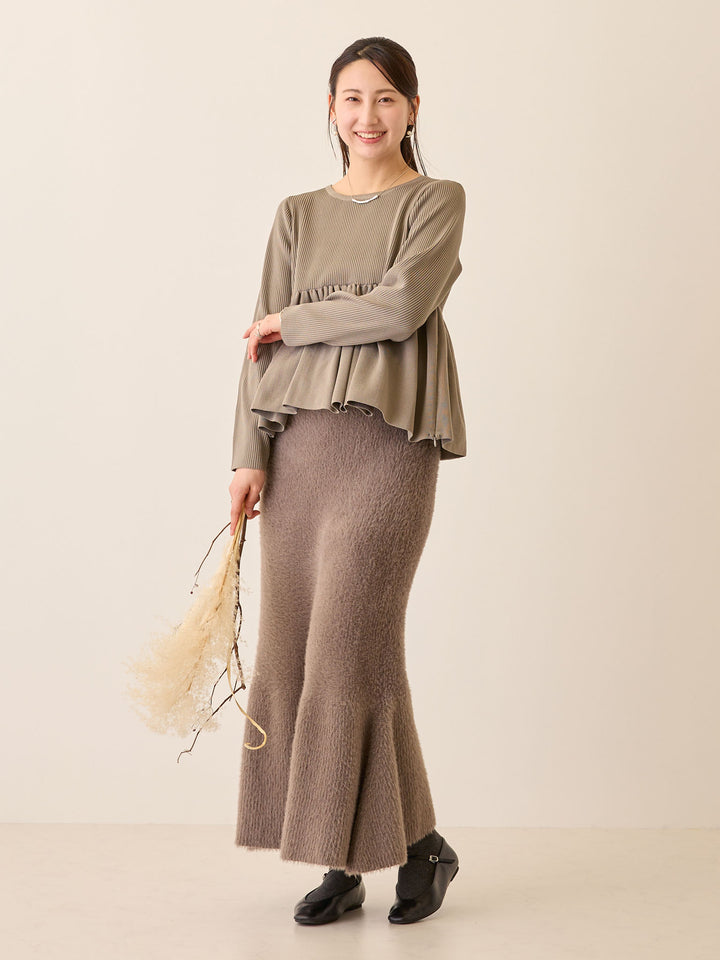 ペプラムニットトップス Gray