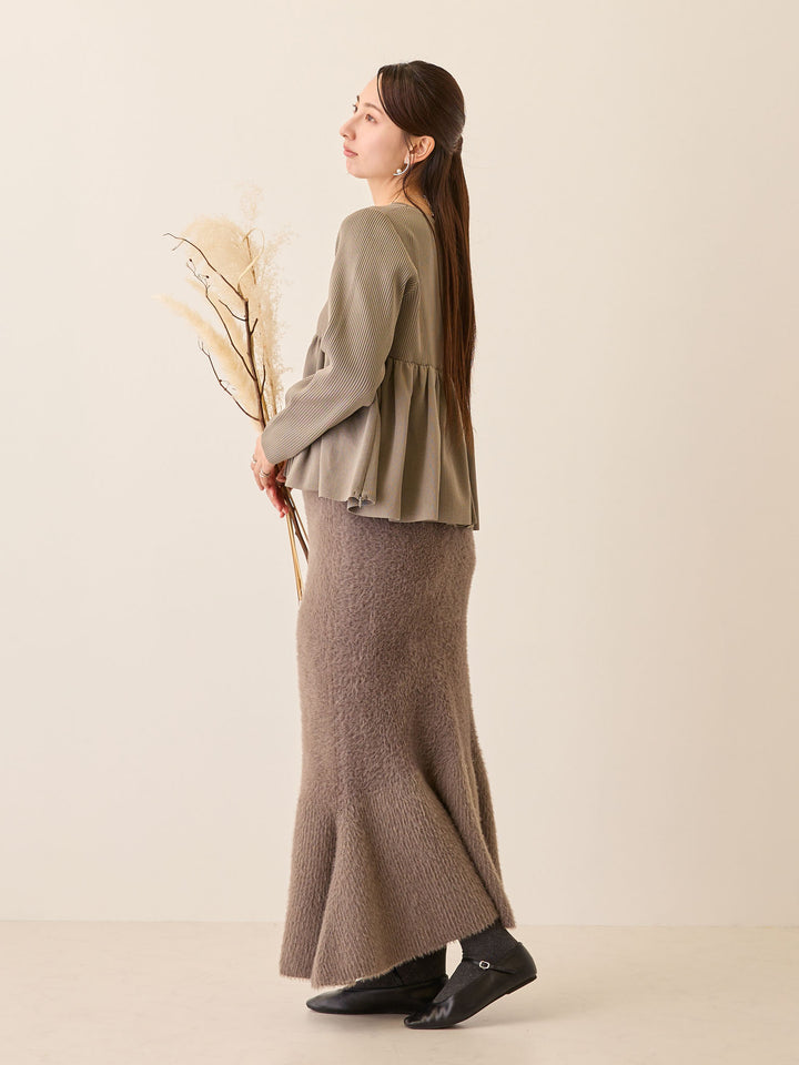 ペプラムニットトップス Gray