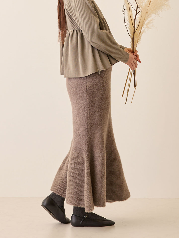 シャギーニットマーメイドスカート Charcoal