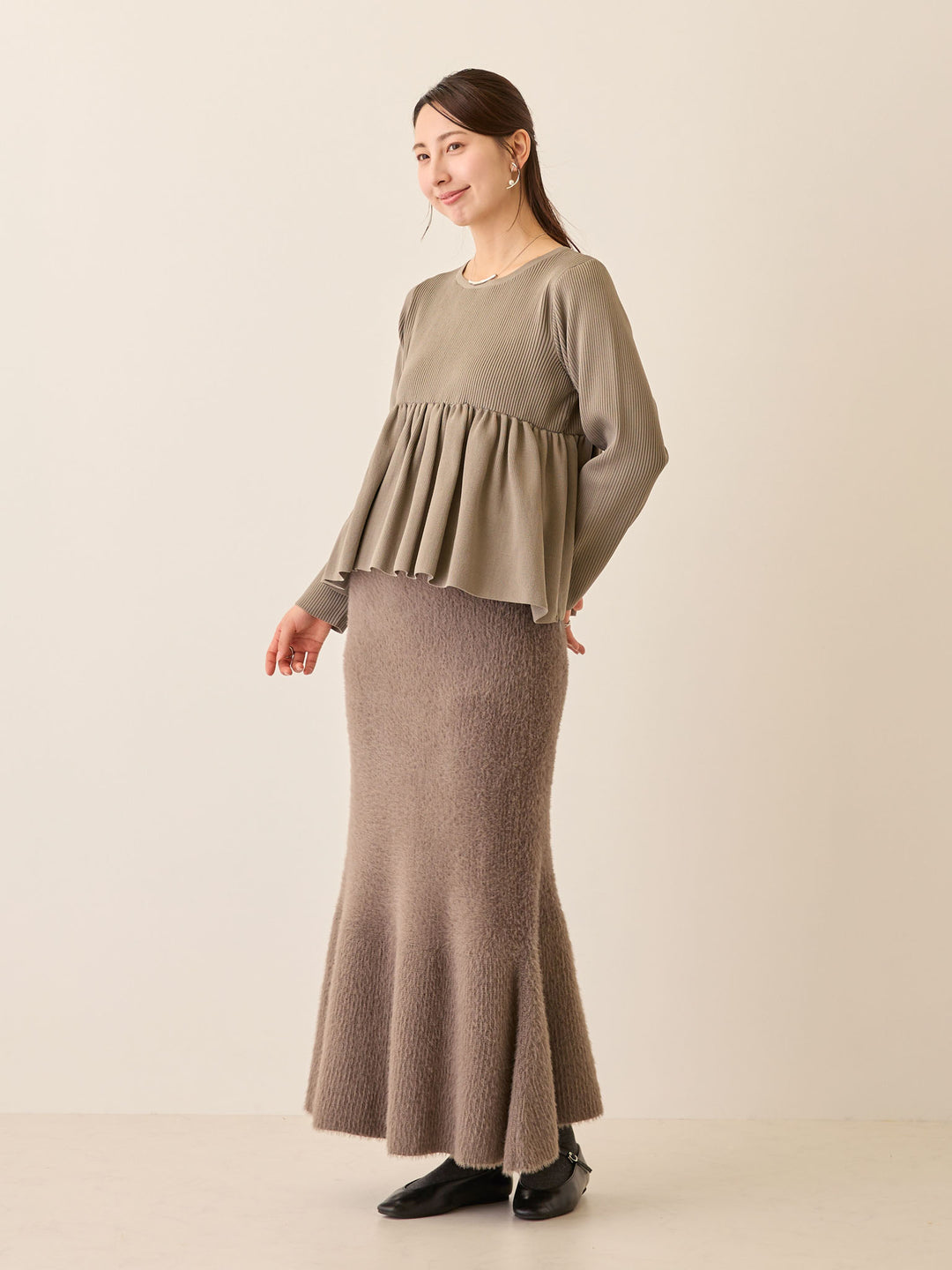 シャギーニットマーメイドスカート Charcoal