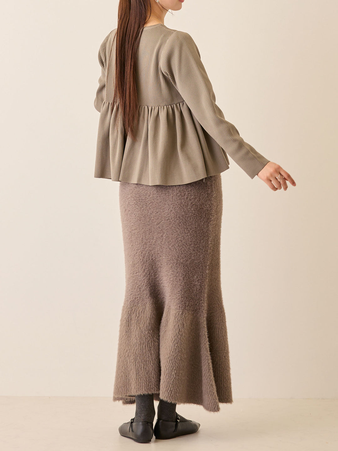 ペプラムニットトップス Gray