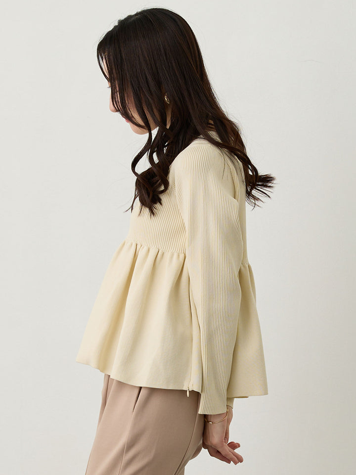 ペプラムニットトップス Ivory