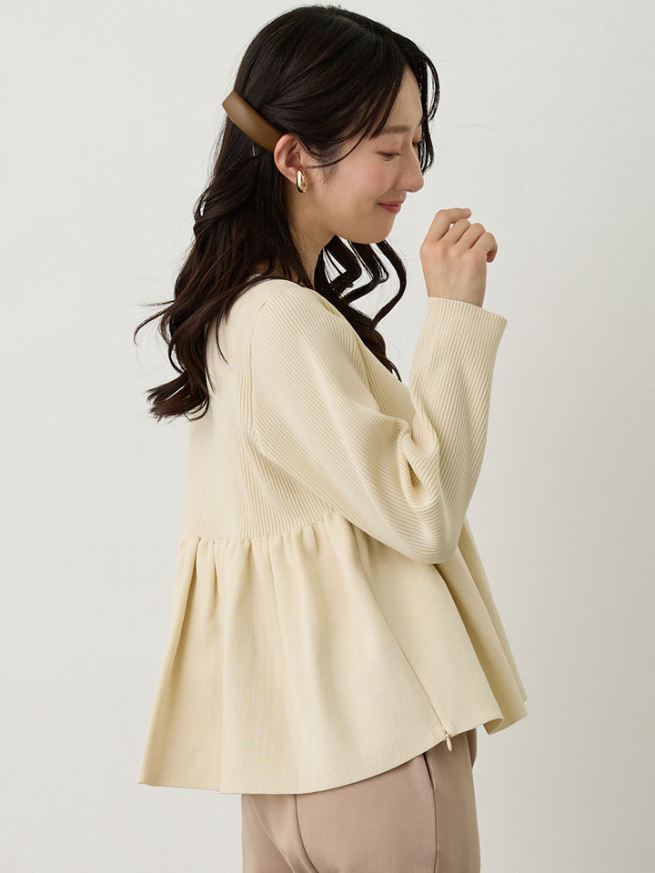 ペプラムニットトップス Ivory
