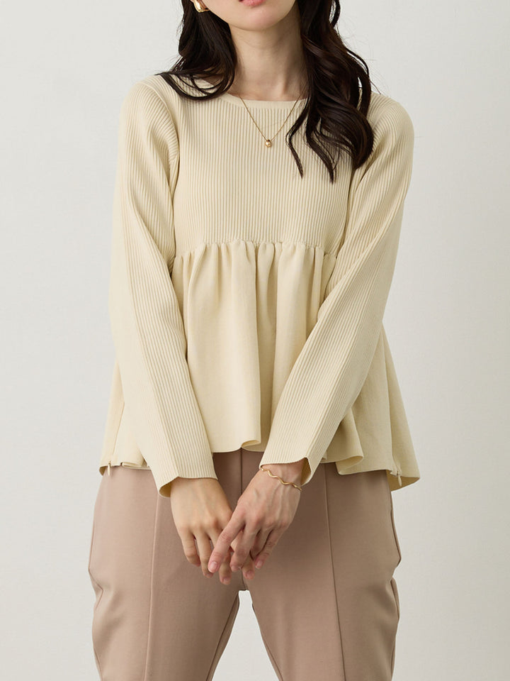 ペプラムニットトップス Ivory