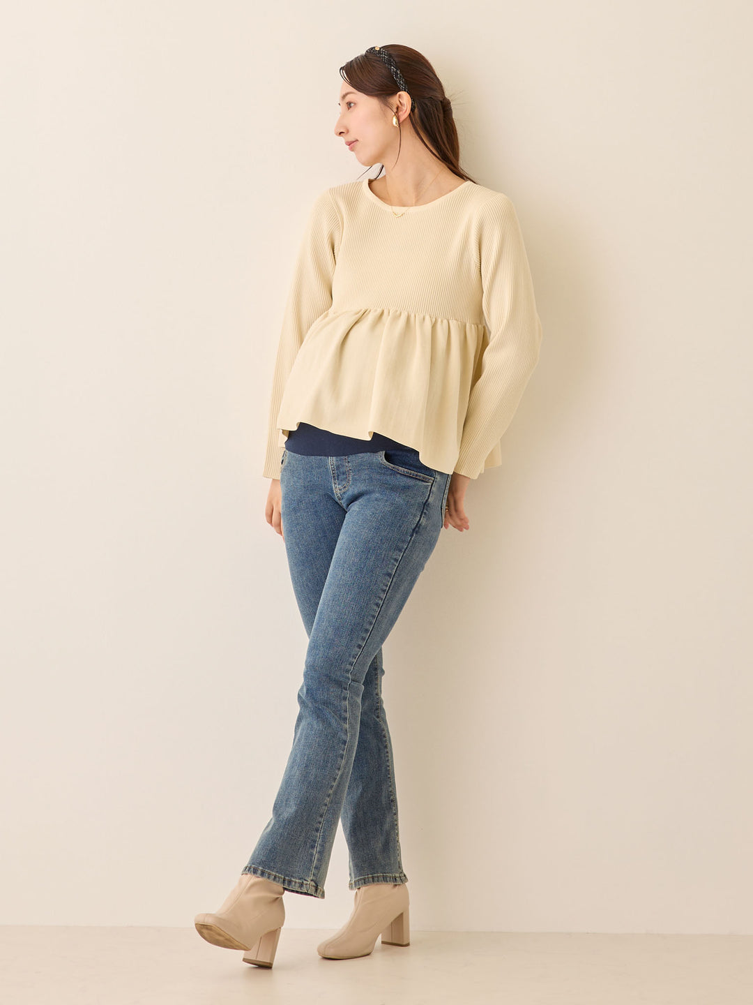 マタニティフレアデニム Blue