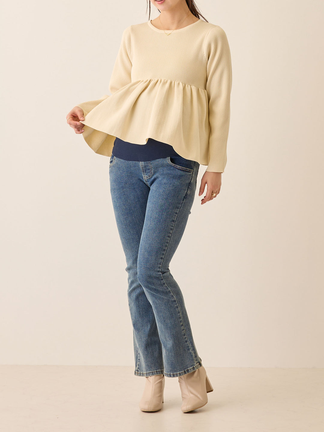 マタニティフレアデニム Blue