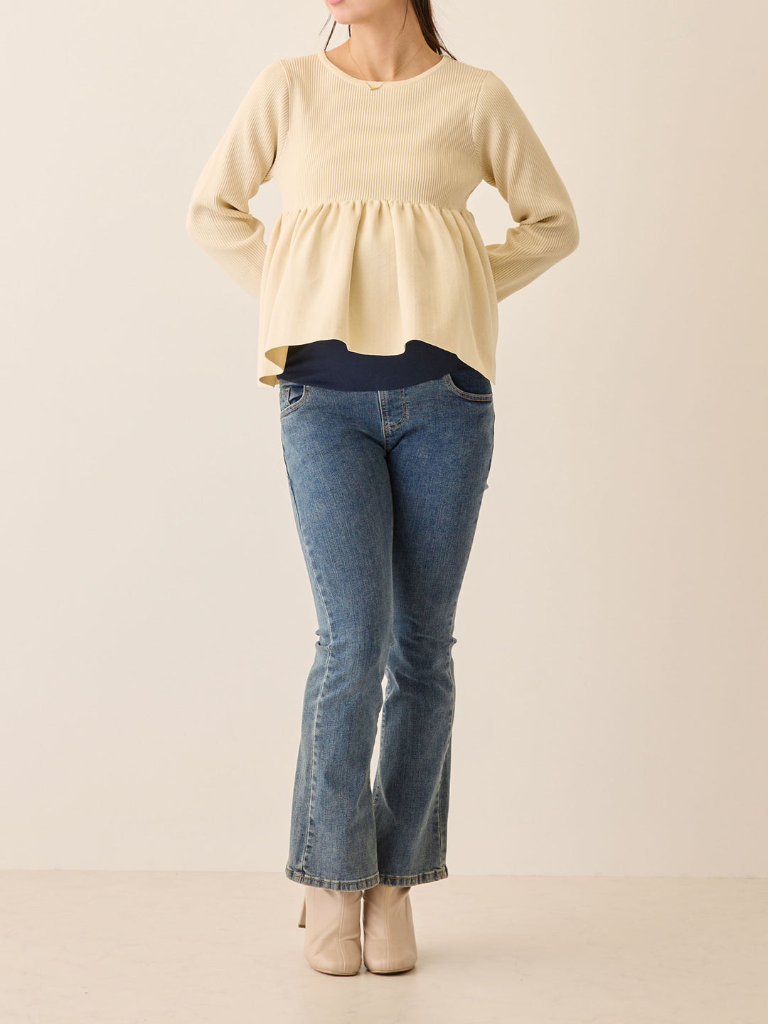 マタニティフレアデニム Blue