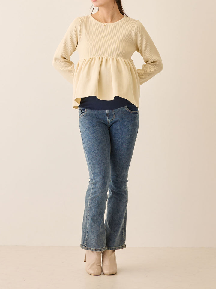 マタニティフレアデニム Blue