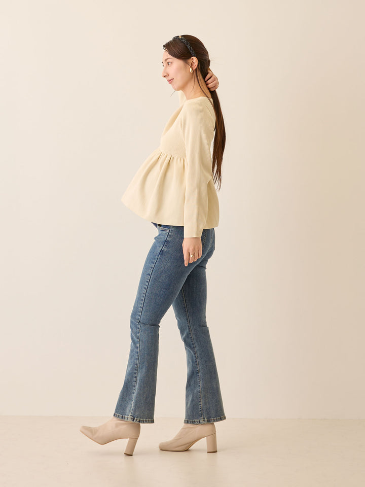 ペプラムニットトップス Ivory