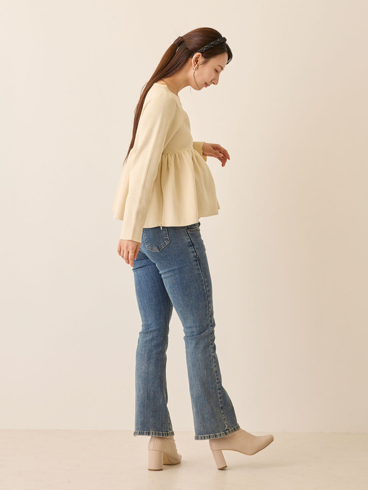 ペプラムニットトップス Ivory