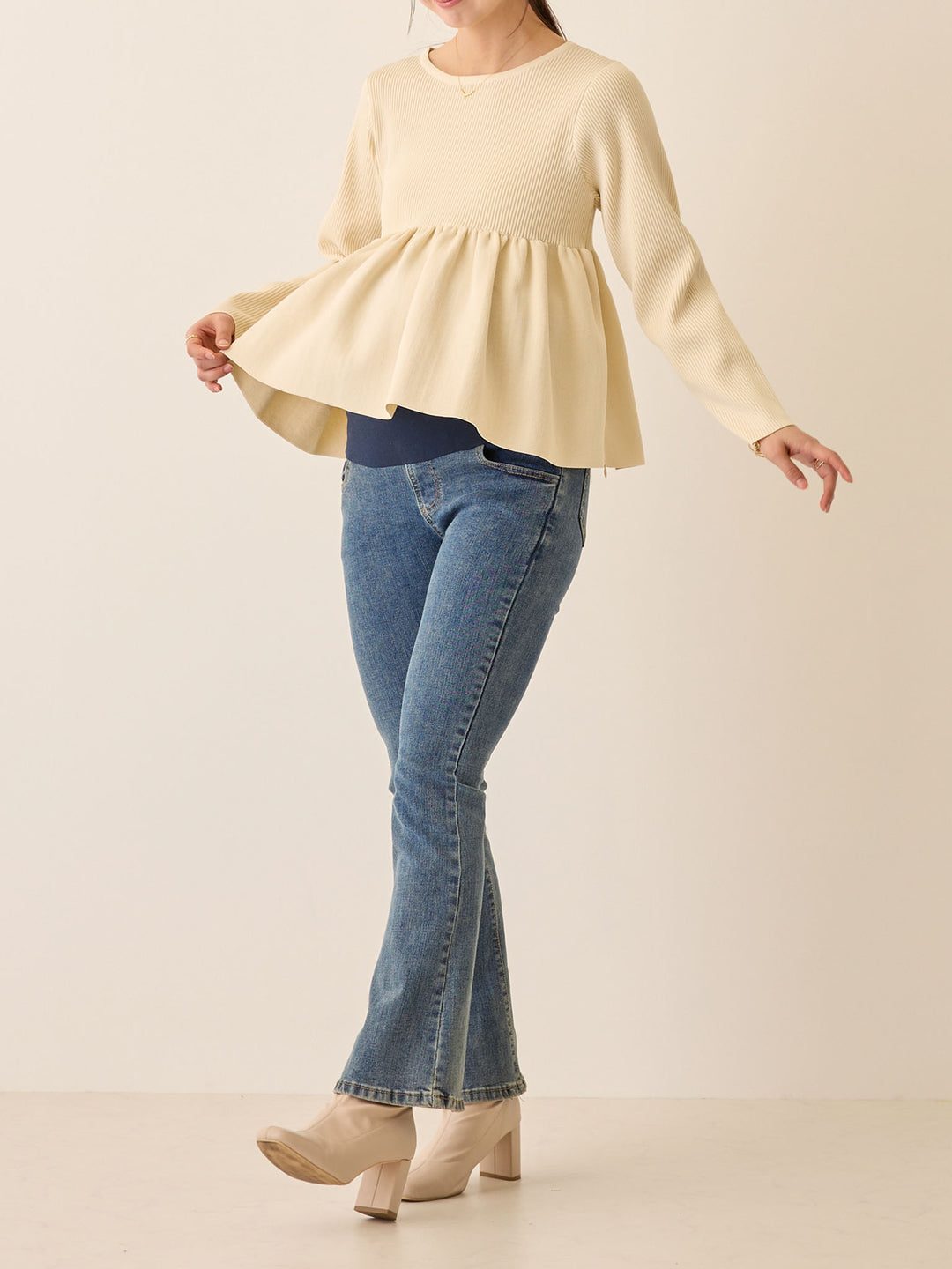 マタニティフレアデニム Blue