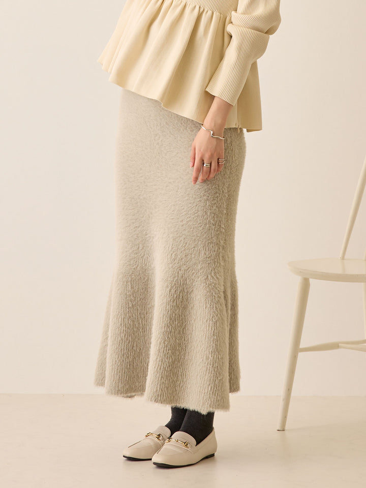シャギーニットマーメイドスカート Light gray