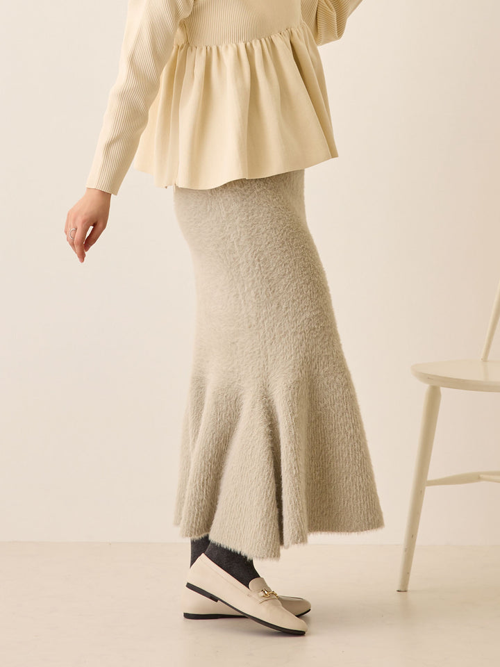 シャギーニットマーメイドスカート Light gray