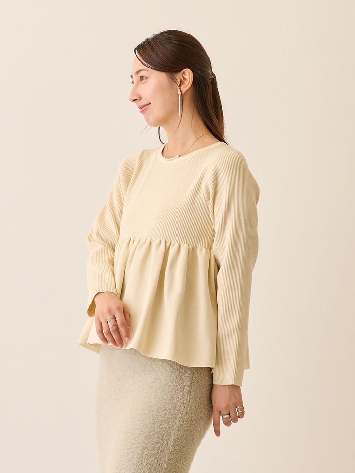 ペプラムニットトップス Ivory
