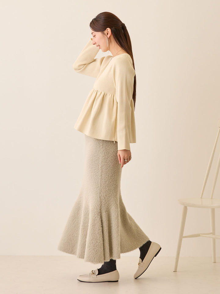 ペプラムニットトップス Ivory